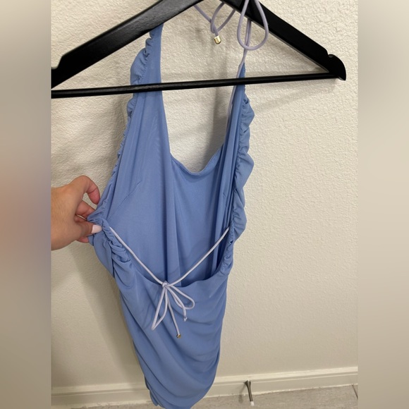 Krista Ruched Halter Back Mini Dress - Picture 3 of 4